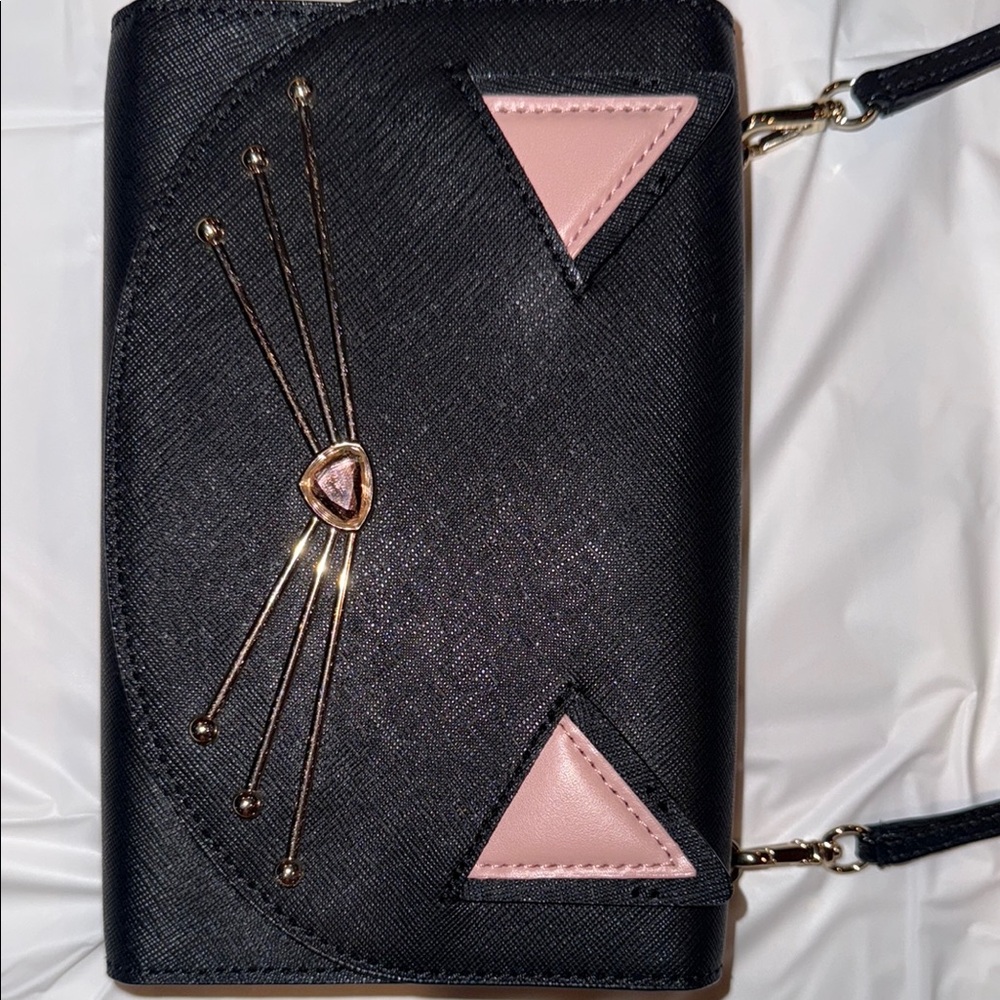 Kate Spade Black and Pink Clutch with Geometric Design